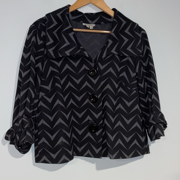 Vintage 90s chevron pattern swing jacket SZ 8 - Picture 6 of 7